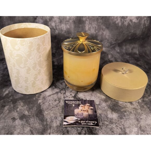 Waterford Fine Candles Opalescent Glass Fill Candle With Lid 9.5 Oz Burn Time 50 - Picture 2 of 4